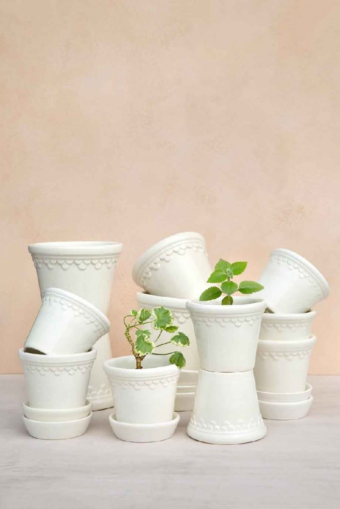 Bergs Potter Kpenhamn Kruka och fat - Vit 21 cm - Hus-modern.se