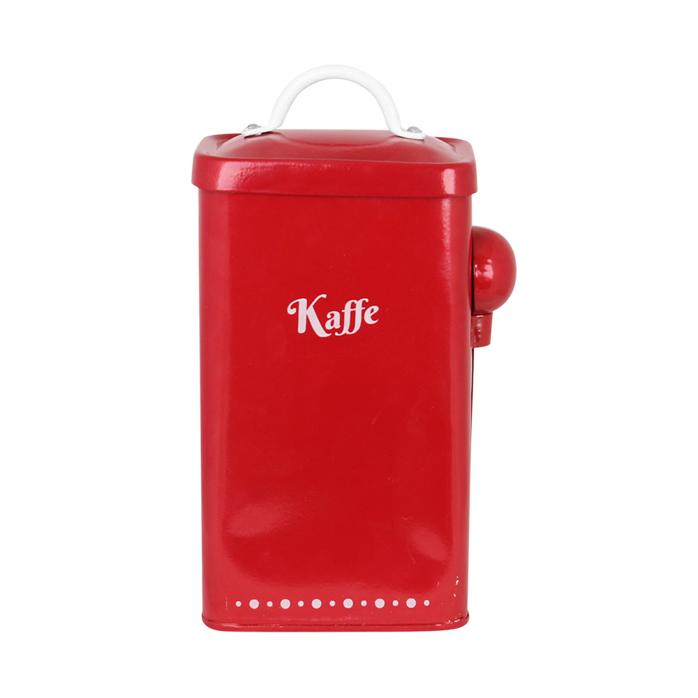 Plåtburk Röd Kaffeburk med Skopa - Hus-modern.se