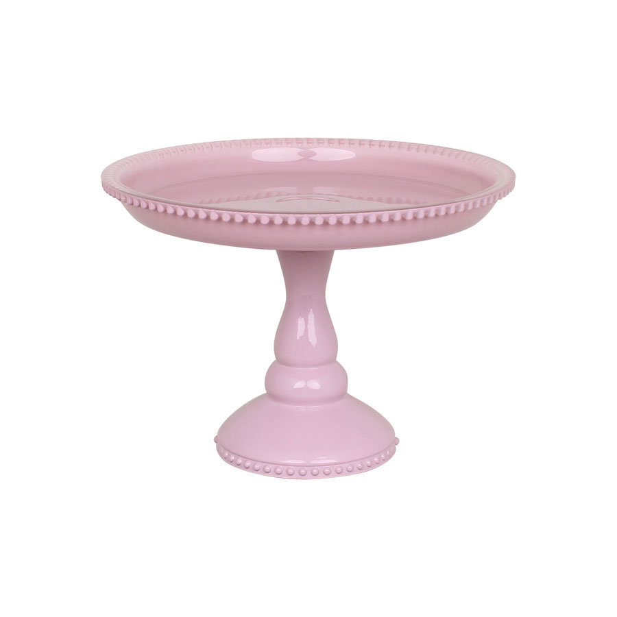 Tårtfat på fot, rosa litet - Hus-modern.se
